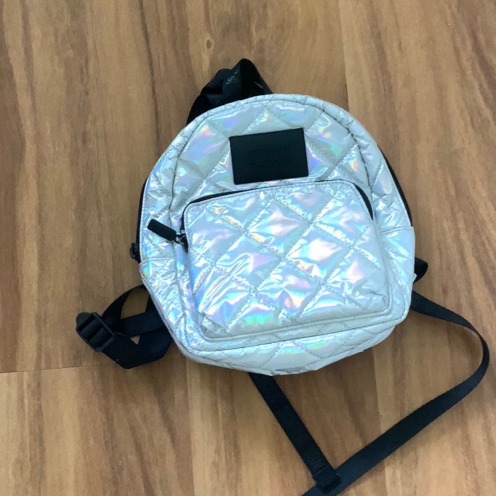 Pink holographic mini backpack